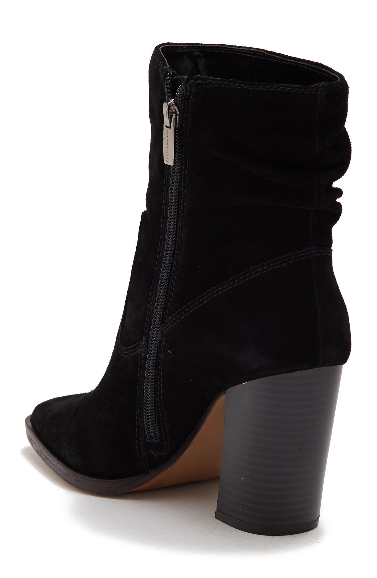 Vince Camuto Crethana Ruched Leather Block Heel Boot, Alternate, color, 