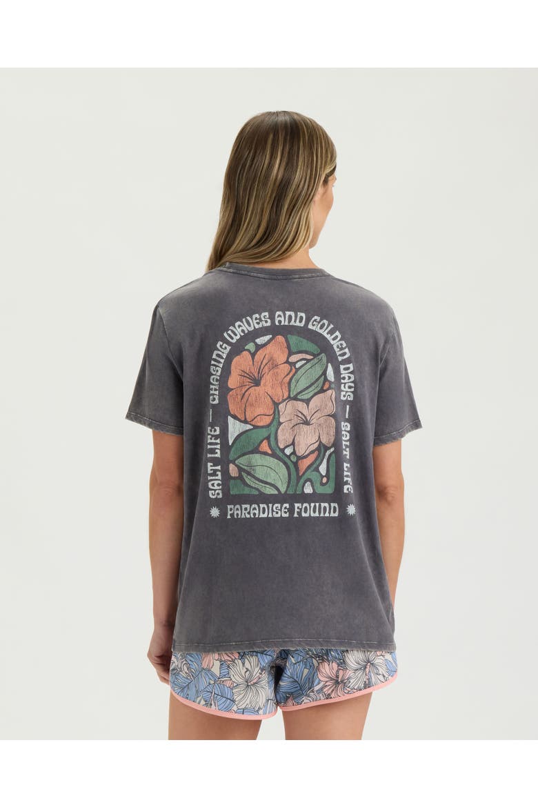 Floral Stainglass Short Sleeve Tee, Alternate, color, EBONY