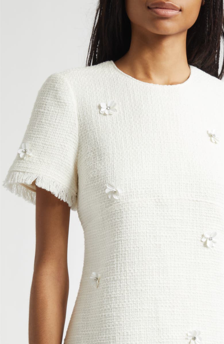 Cinq à Sept Crunchy Flower Henriette Minidress, Alternate, color, Gardenia