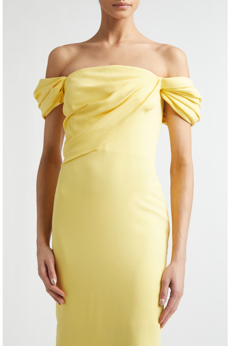 Draped Stretch Cady Column Gown, Alternate, color, BUTTER