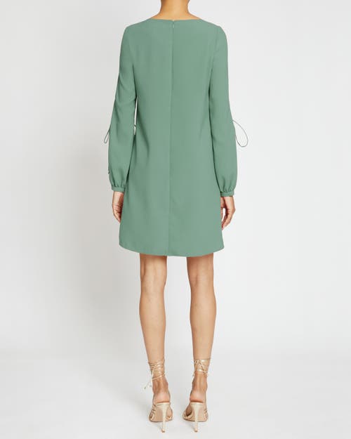 Santorelli Aries Lace-up Crepe Mini Shift Dress In Sage