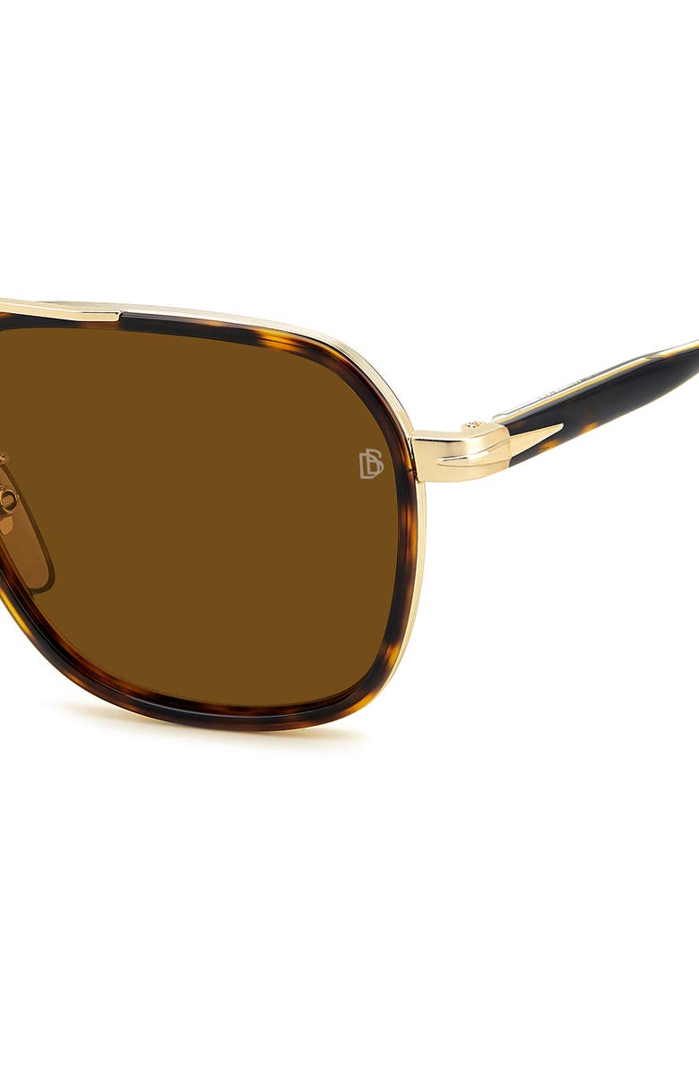 David Beckham Eyewear 54mm Avaitor Sunglasses, Alternate, color, Havana Gold/ Brown