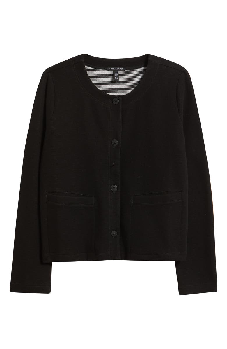 Eileen Fisher Organic Cotton Short Jacket, Main, color, Black