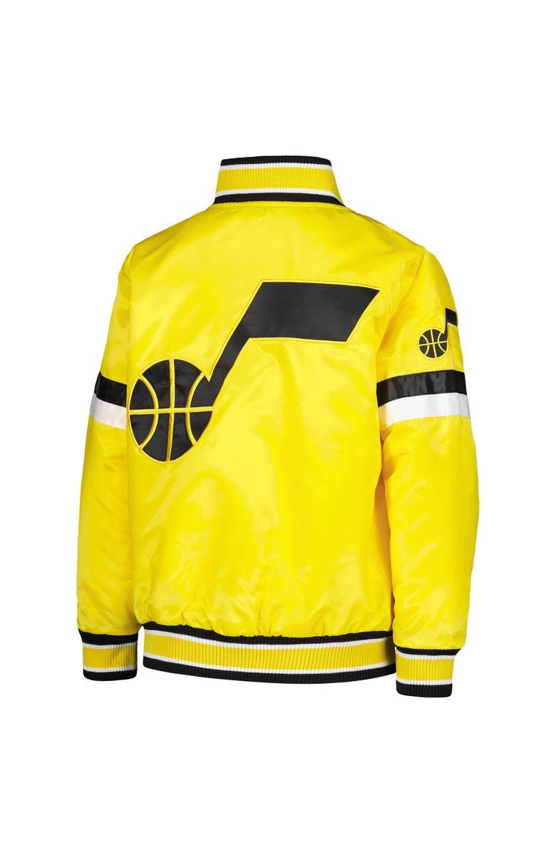 STARTER Youth Starter Yellow Utah Jazz Home Game Varsity Satin Full-Snap Jacket, Alternate, color, Yellow