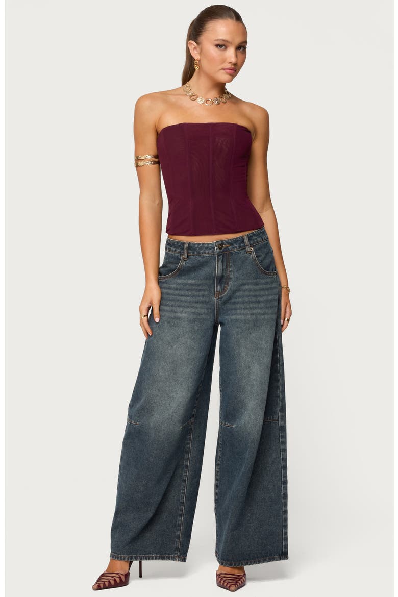 Reed Strapless Mesh Corset Top, Alternate, color, WINE
