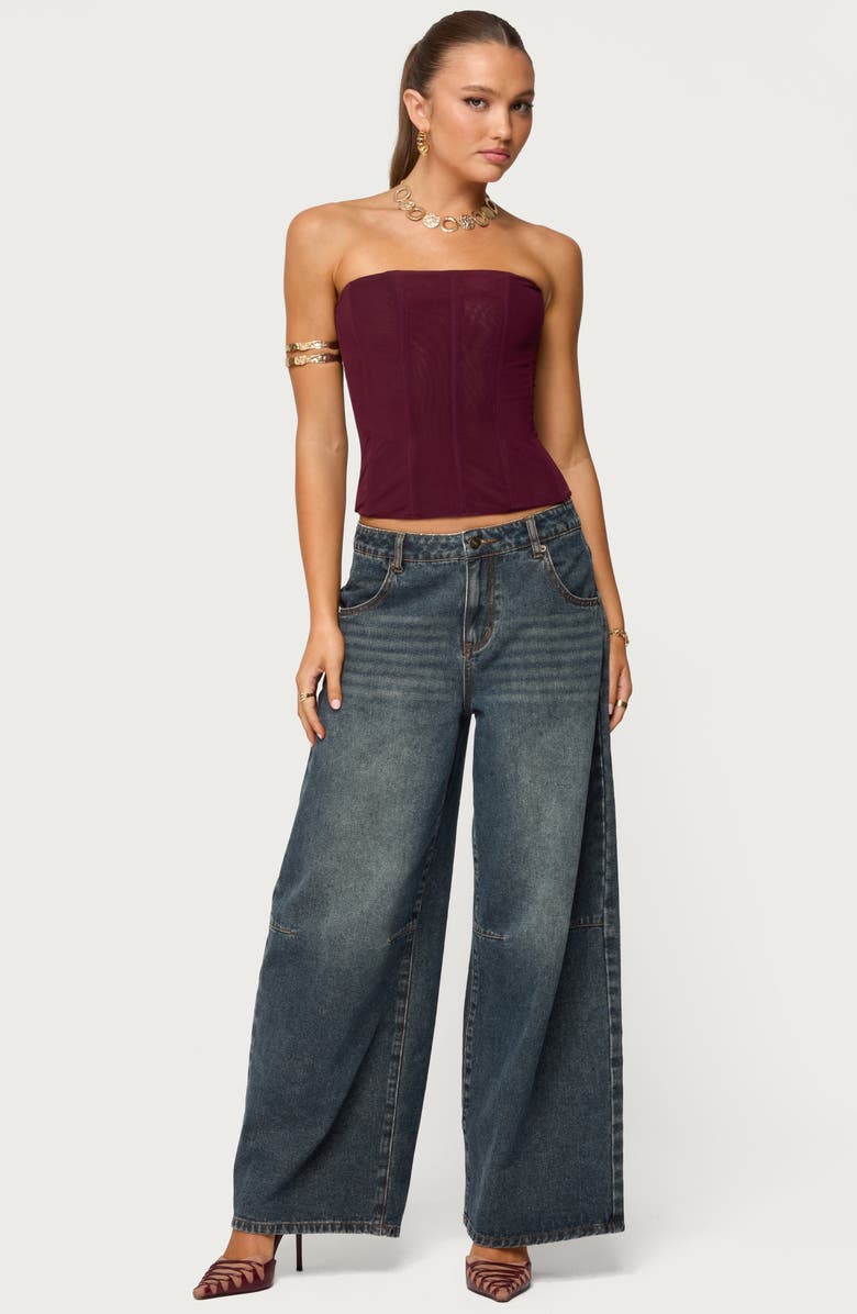 EDIKTED Reed Strapless Mesh Corset Top, Alternate, color, 