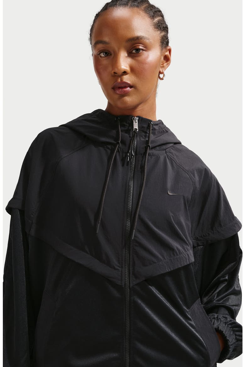 Oversize Windrunner Jacket, Alternate, color, BLACK/ BLACK/ BLACK