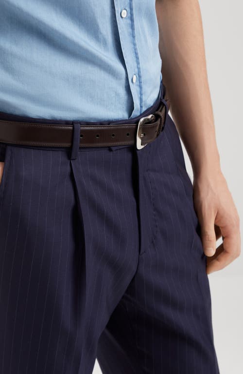 Brunello Cucinelli Chalk Stripe Trousers In Navy Blue
