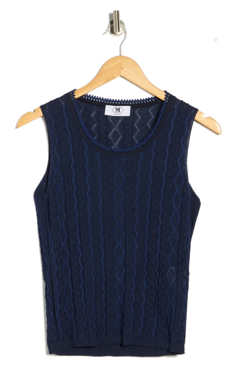 M Missoni Canotta Sleeveless Crop Sweater, Main, color, Navy Tones