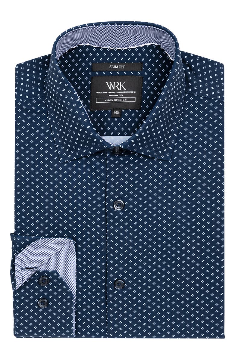 W.R.K Slim Fit Dash Print Performance Dress Shirt, Alternate, color, 
