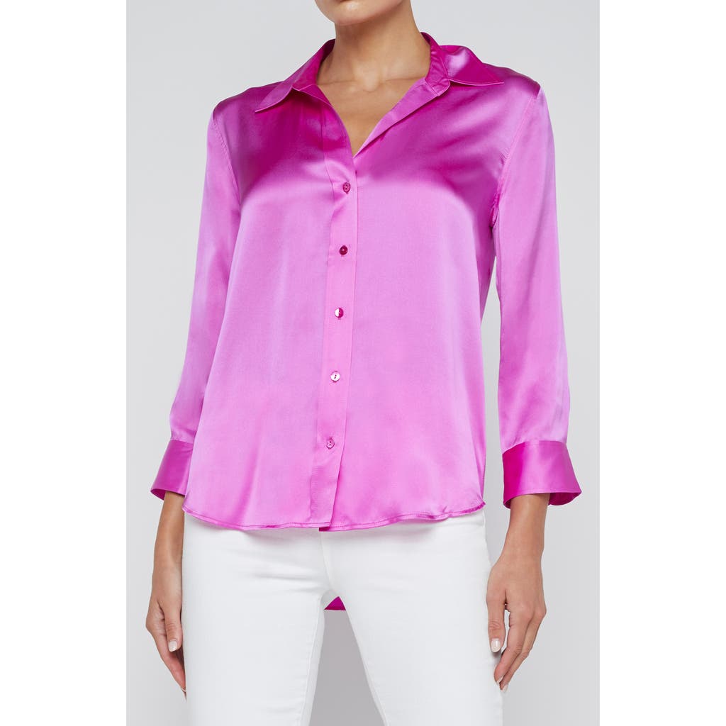 L Agence Dani Silk Blouse Bright Purple In Bright Purple