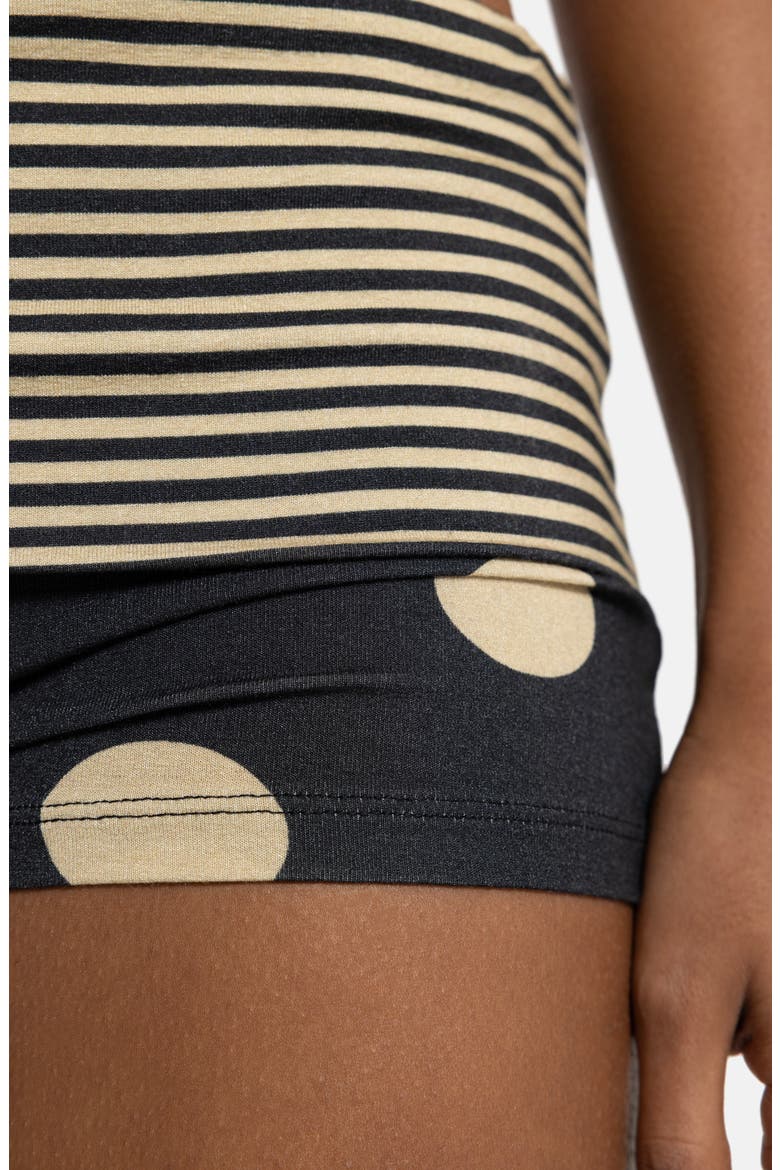 Mixed Print Foldover Waist Shorts, Alternate, color, BLACK