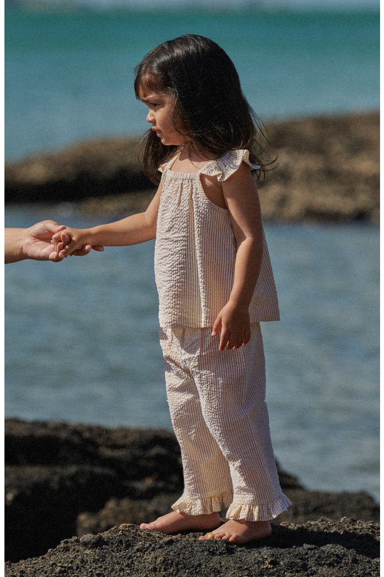 Goldie Organic Cotton Seersucker Pants, Alternate, color, GOLDEN STRIPE