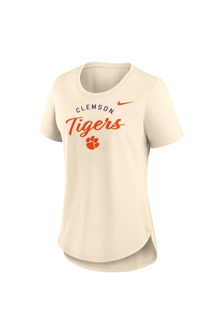 Women's Nike  Tan Clemson Tigers Script Logo Tri-Blend T-Shirt, Alternate, color, Tan