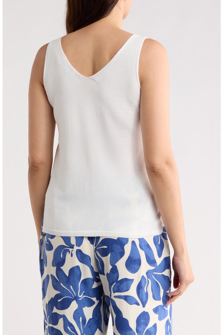 Double V-Neck Pointelle Sweater Tank, Alternate, color, SOFT WHITE