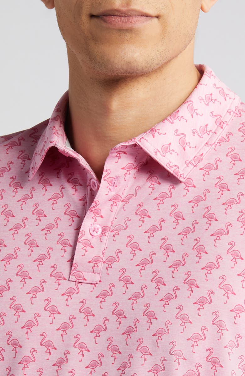 Johnston & Murphy XC4<sup>®</sup> Flamingo Print Performance Golf Polo, Alternate, color, 