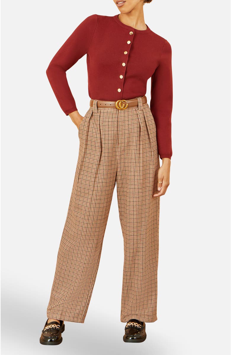 Yumi Check Wide Leg Pants, Alternate, color, Brown