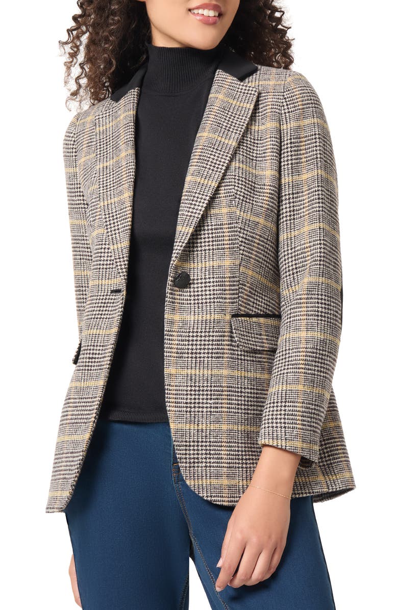Jones New York Plaid Elbow Patch Blazer, Main, color, 