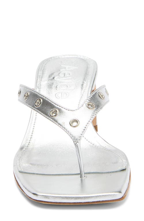 Aeyde Riva Rivet Slide Sandal In Silver
