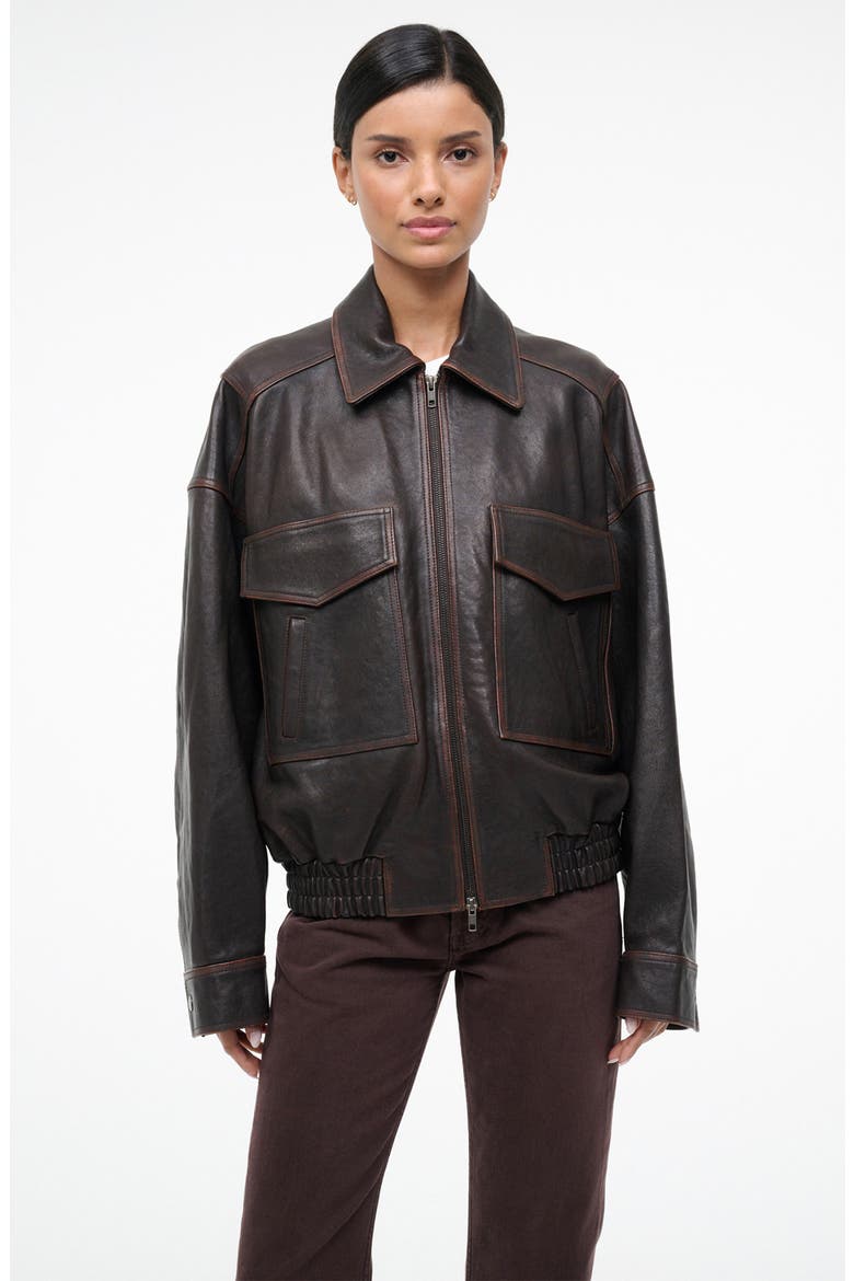 Eugene Leather Jacket, Alternate, color, DISTRESSED BROWN