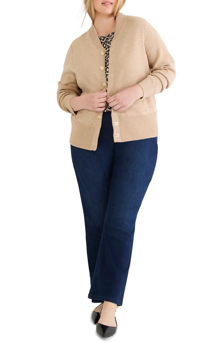 NIC+ZOE Knit Bomber Jacket, Alternate, color, Jute