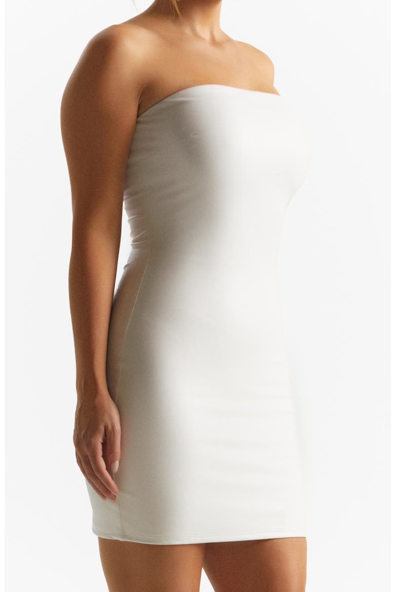 Faux Leather Tube Minidress, Alternate, color, WHITE