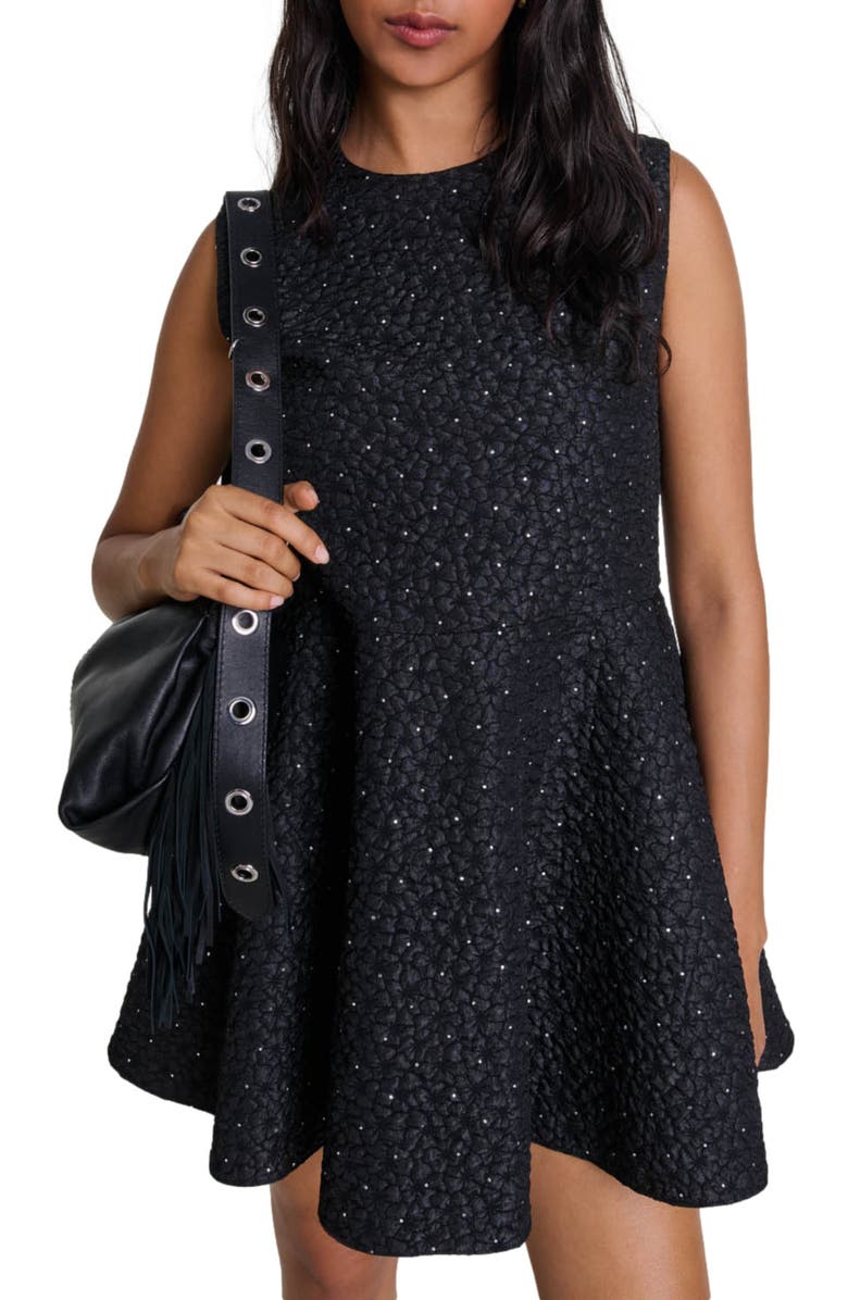 maje Rhinestone playsuit dress, Alternate, color,
