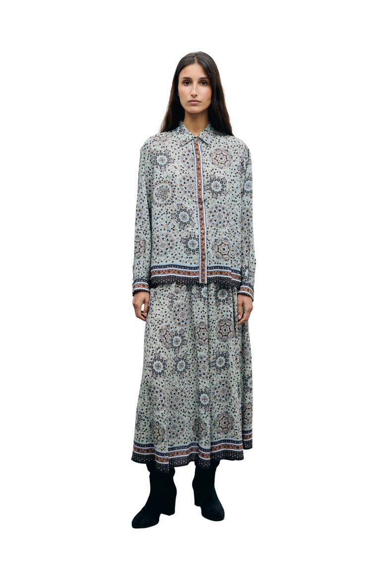 Flowing Printed Shirt, Alternate, color, Sky Blue