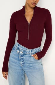 Good American Virgo Long Sleeve Rib Thong Bodysuit