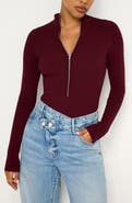 Good American Virgo Long Sleeve Rib Thong Bodysuit