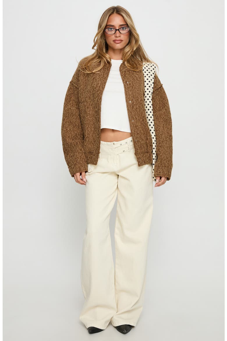 Kemberly Textured Bomber Jacket, Alternate, color, BROWN