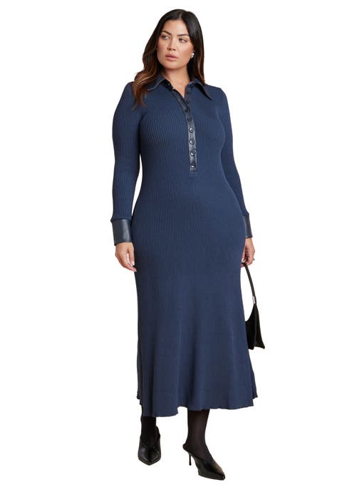 Faux Leather Detail Sweater Dress (Plus)