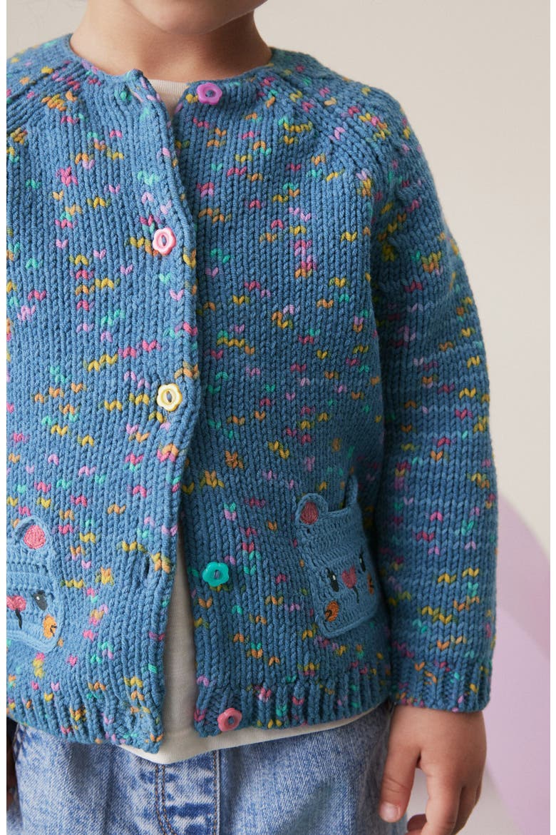 Kids' Cat Pocket Cardigan, Alternate, color, BLUE