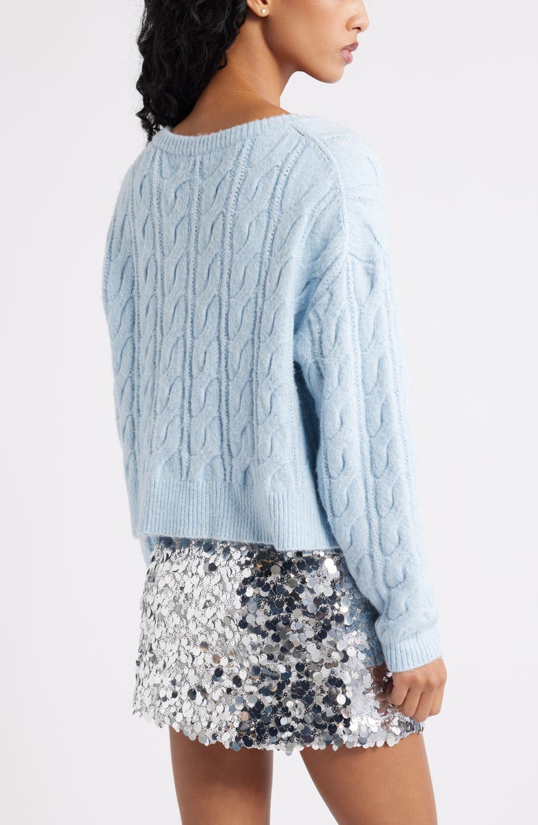 BP. Cable Bow Tie Cardigan, Alternate, color, Blue Skyride