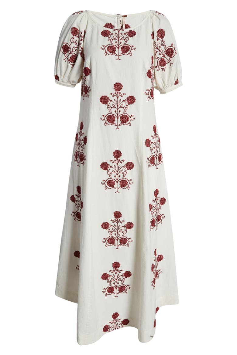 Cactus Flower Embroidered Cotton Dress, Alternate, color, LAZY BONES COMBO