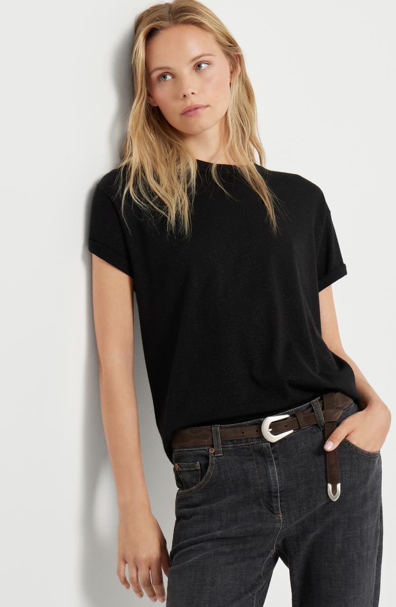 Brunello Cucinelli Cashmere and silk lightweight sweater, Alternate, color, Black