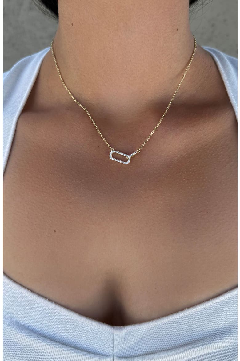 Pavé Cubic Zirconia Link Pendant Necklace, Alternate, color, GOLD
