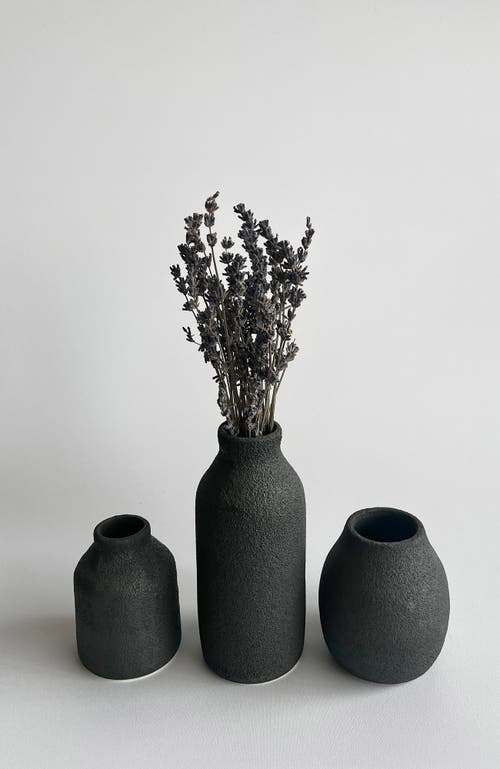 Gina Desantis Ceramics Tall Bottle Crater Vase In Black