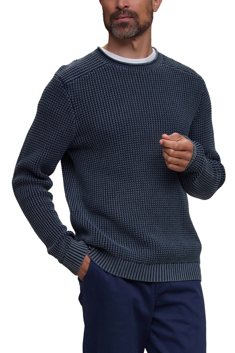 Sunbleached Roll Neck Cotton Sweater, Main, color, INDIGO