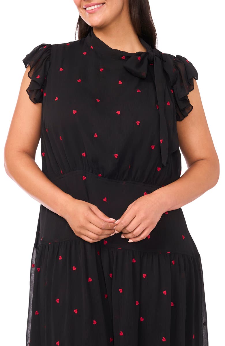 CeCe Tie Neck Maxi Dress, Alternate, color, Rich Black