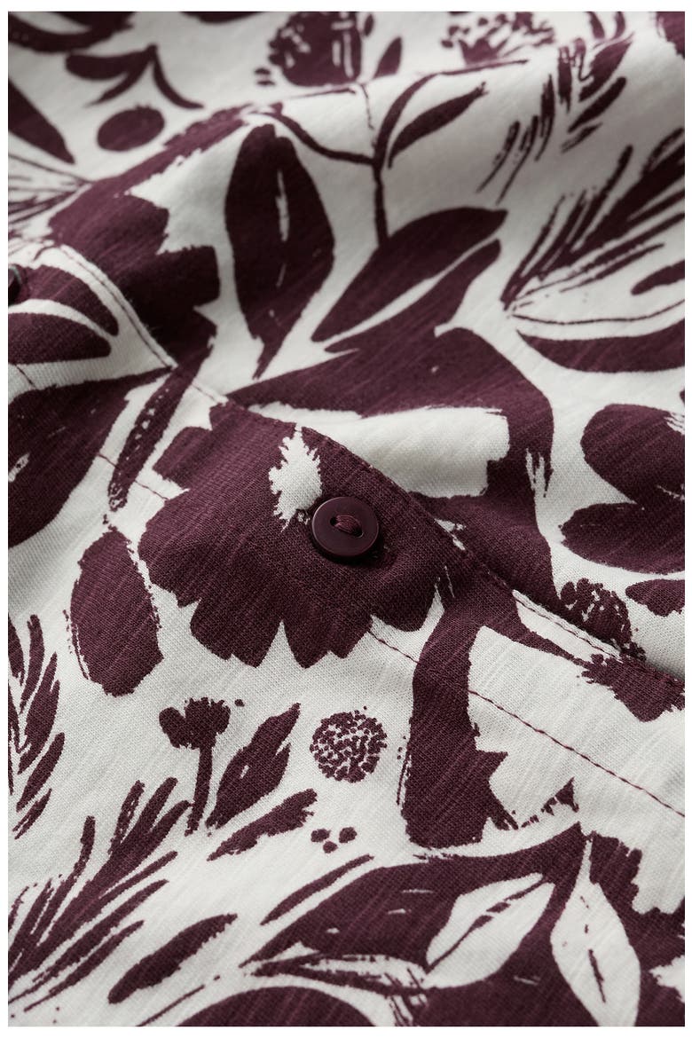 Tor Grass Floral Organic Cotton Jersey Button-Up Shirt, Alternate, color, SUMMER SHADOWS CACAO