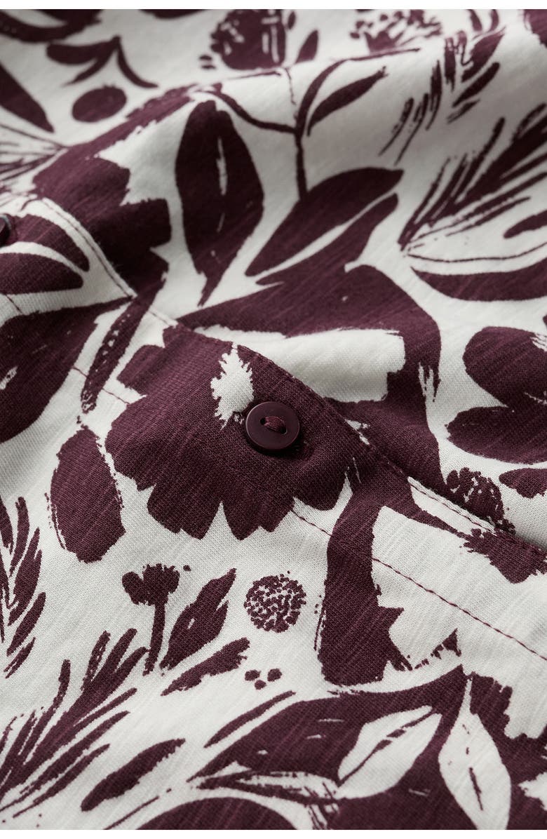 Seasalt Cornwall Tor Grass Floral Organic Cotton Jersey Button-Up Shirt, Alternate, color, Summer Shadows Cacao