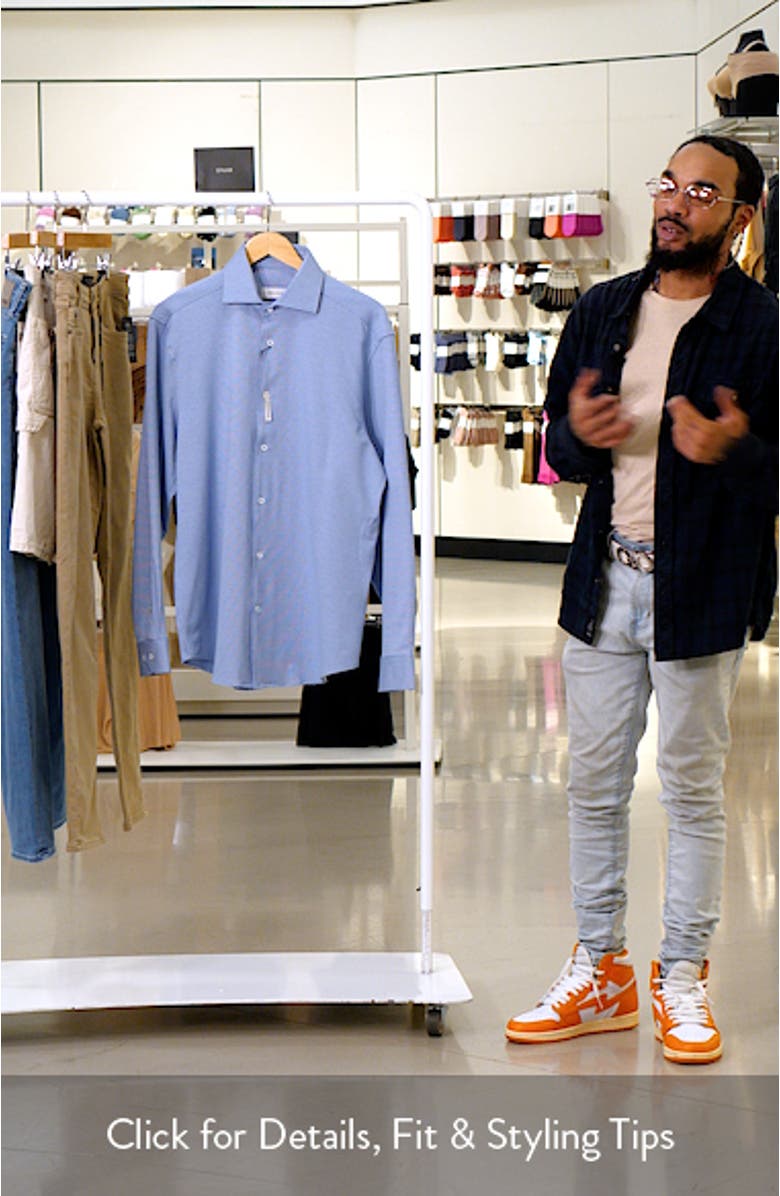 Devon Micro Houndstooth OoohCotton<sup>®</sup> Button-Up Shirt, sales video thumbnail