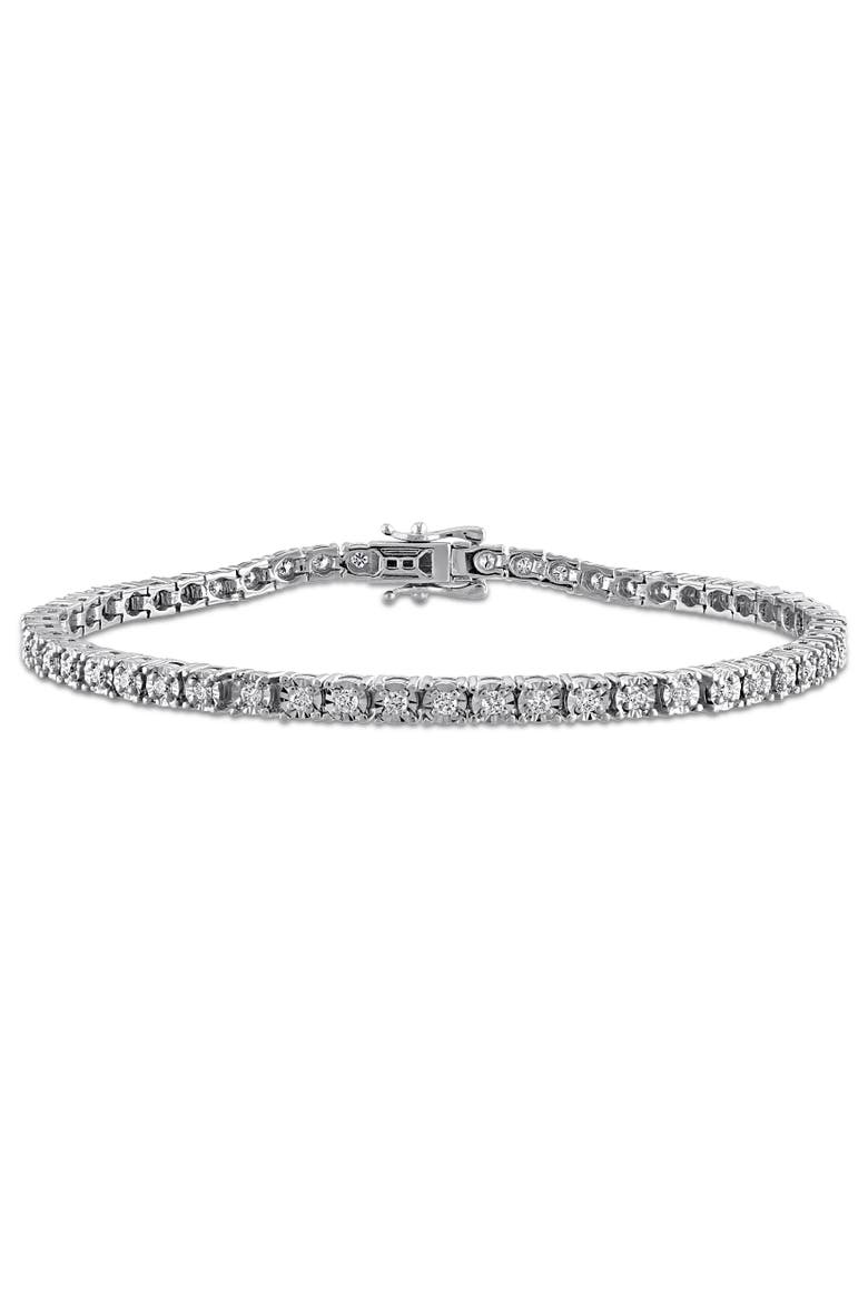 1 CTW Lab-Grown Diamond Tennis Bracelet, Main, color, Sterling silver