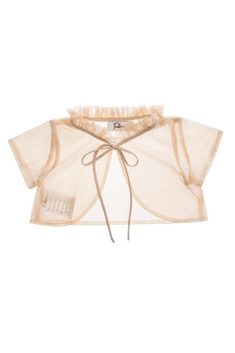 Mesh Ruffle Cardigan, Main, color, Gold