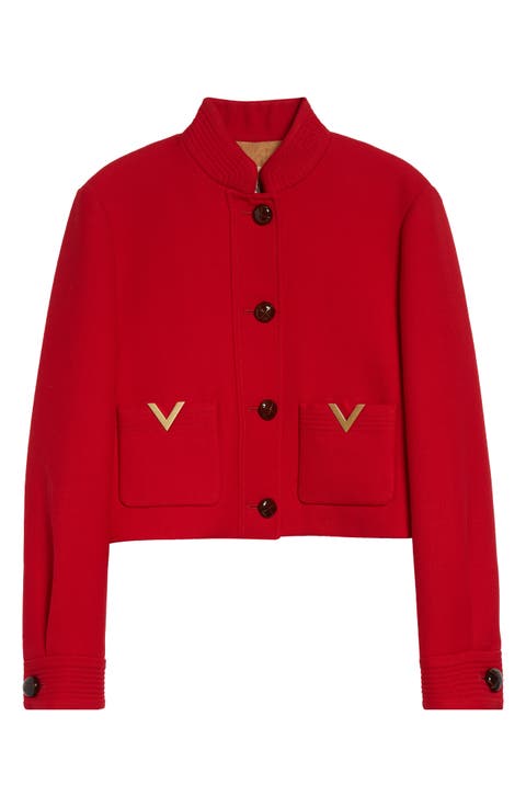 V-Detail Wool & Silk Double Drill Jacket