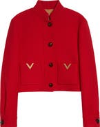 Valentino V-Detail Wool & Silk Double Drill Jacket