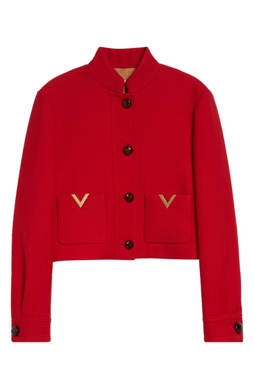 Valentino Drill Double Caban V-gold Jacke In Red