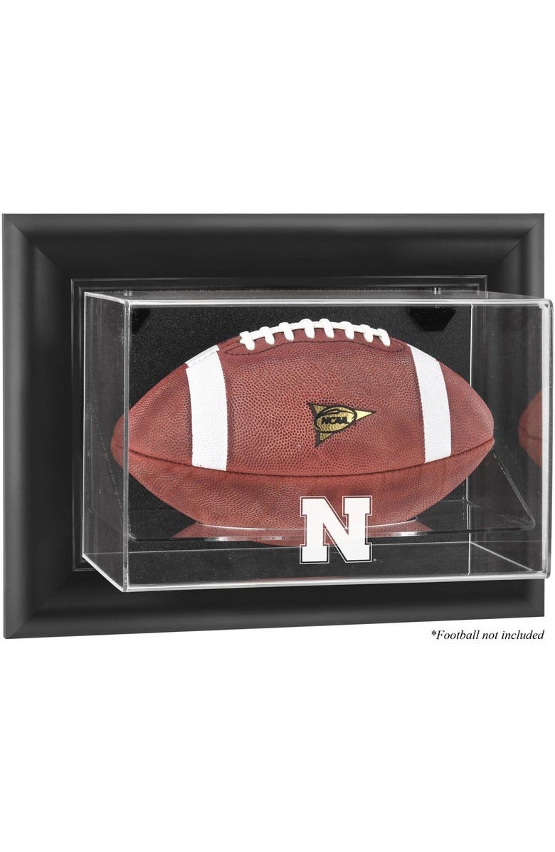 FANATICS AUTHENTIC Nebraska Huskers Black Framed Wall-Mountable Football Display Case, Main, color, 