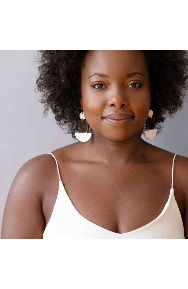 Maadili Collective Half Circle Square Earrings, Alternate, color, Black + White